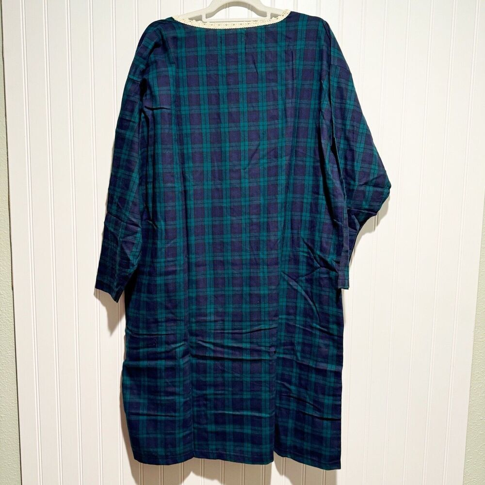 Vintage Alps Flannel Plaid Nightgown Lace Collar Size Medium - Picture 7 of 7